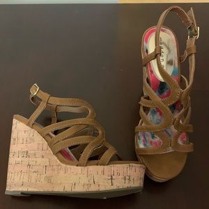 Madden Girl Brown Strappy Platform Wedges